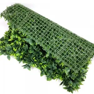 Home Wedding Indoor Faux Tropical Foliage Boxwood Hedges Vertical Artificial Silk Plastic Green Grass Plant Wall Decor