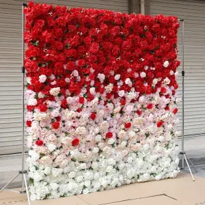 Custom 5D 3D White Rose Hydrangea Roll Up Cloth Flower Wall Wedding Decor Artificial Silk Rose Flower Panel Backdrop Flower Wall