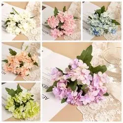 Wholesale Artificial Flowers White Green Hydrangea Silk Flowers Artificial with Stems for Wedding Home Decor