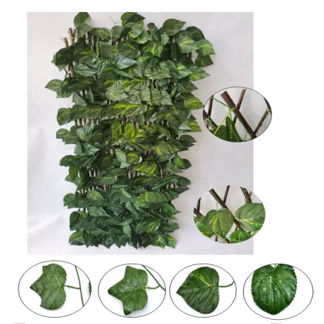 Artificial Moss Grass Wall For Decoration - wholesale artificial topiary ivy fence artificial foliage fence artificial expandable trellis hedge for garden decoration – Deyuan detail pictures