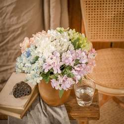 Wholesale Artificial Flowers White Green Hydrangea Silk Flowers Artificial with Stems for Wedding Home Decor