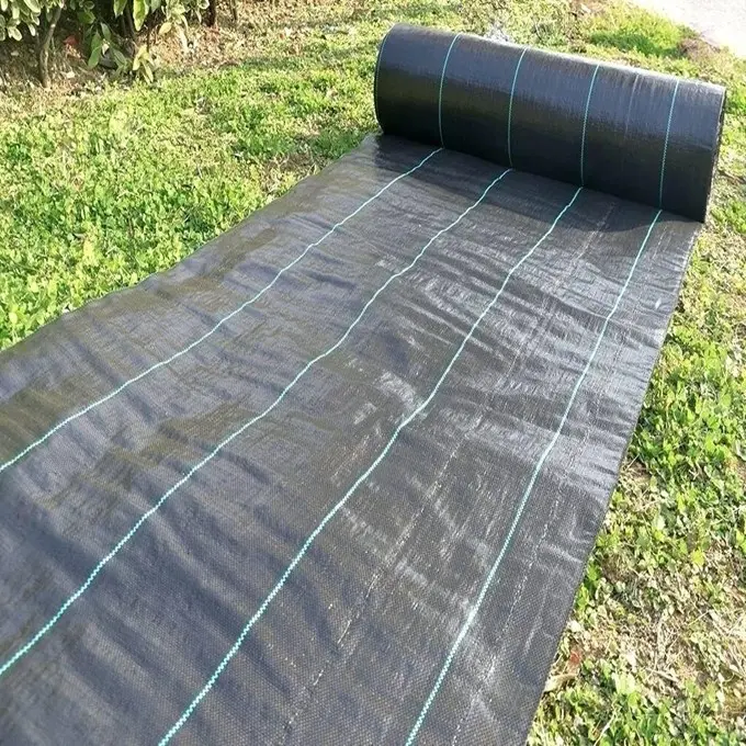 100% Original Artificial Grass Tiles - grass prevention Black and Green PP woven fabric weed mat – Deyuan detail pictures