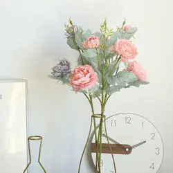Vintage Artificial Peony Silk Flowers Bouquet for Home Wedding Decoration