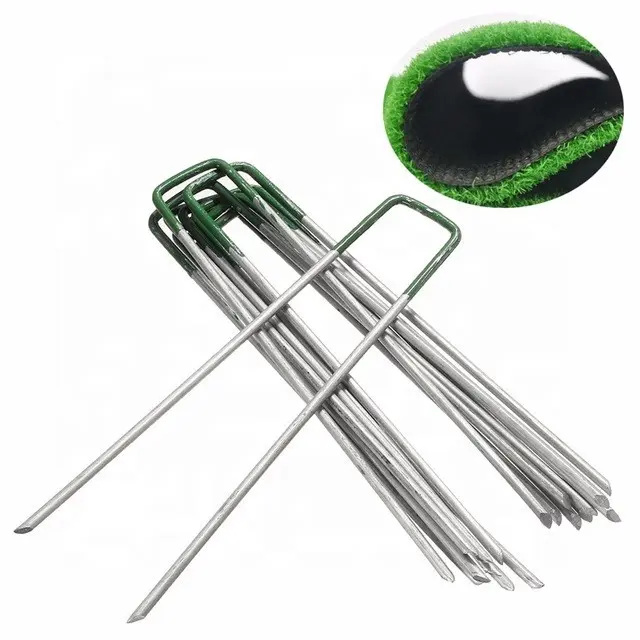 Indoor Living Wall - grass Sod Staple Stake Grass U-type Nail Steel Smooth Flat top Turf Nail – Deyuan detail pictures