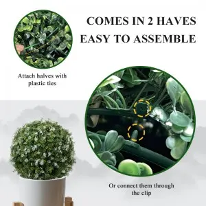 2 PCS 4 Layers Artificial Plant Topiary Ball, UV Resistant Artificial Topiary Ball for Outdoor/Indoor, Front Porch, Wedding, Christmas Décor